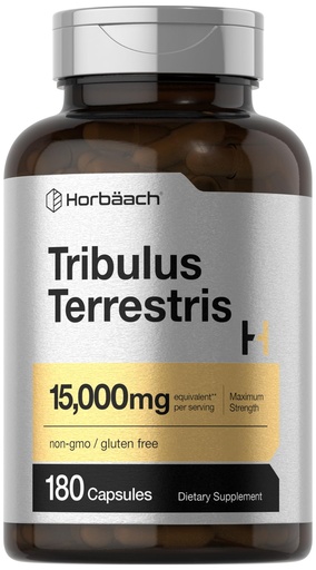 [BRSWYZT4CR5AM3TD] Horbäach Tribulus Terrestris for Men | 180 Capsules | Maximum Strength | Non-GMO, Gluten Free Extract Supplement