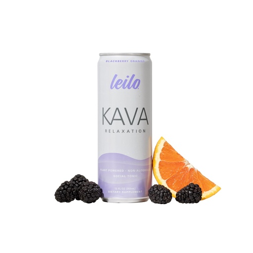 [BRSW2ZYBAVYROEY6] Leilo | Kava Powered Sparkling Relaxation Drink | Blackberry Orange - Non-Alc Calming Beverage | 12 fl oz Cans (Pack of 12)