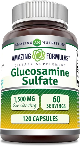 [BRSROCAZBYHREGYV] Amazing Formulas Glucosamine Sulfate Supplement TEN 1500 Mg Por Serving TEN 120 Capsules Silencio No-OMM ANTE Gluten-Free TEN Made in USA