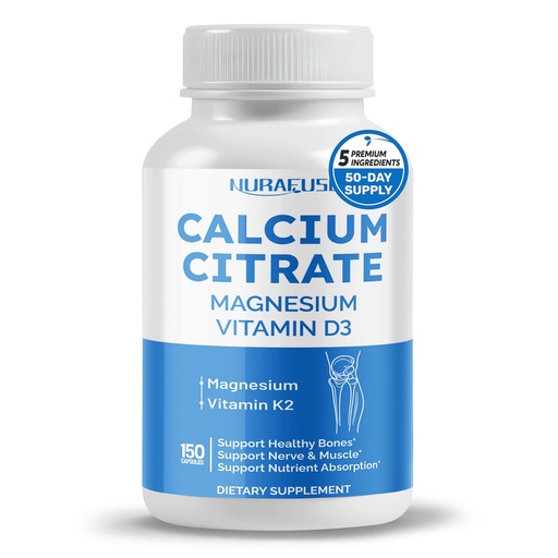 [BRSRAHQZOAGQ2ET5] Calcium Citrate Magnesium Vitamin D3 - Support Healthy Bones, Nerve & Muscle, Absorption