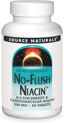 [BRSWI2QEBQDREDDE] Source Naturals No-Flush Niacin, B-3 500 mg - 60 Tablets