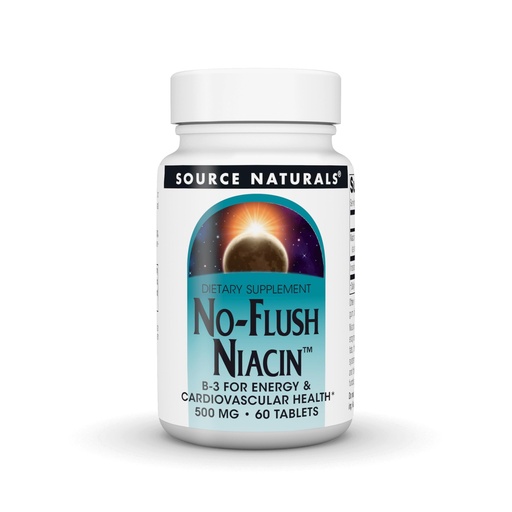 [BRSWI2QEBQDREDDE] Source Naturals No-Flush Niacin, B-3 for Energy and Cardiovascular Health* - 500 mg - 60 Vegetarian Tablets