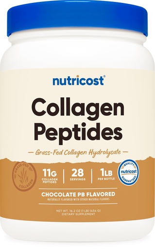 [BRSRAGAHO56QK2D2] Nutricost Collagen Peptides Powder (Chocolate Peanut Butter Flavored) 1 LB - Grass-Fed Collagen Hydrolysate, Gluten-Free
