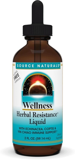 [BRSWIYT3DIHRU33G] Source Naturals Wellness Herbal Resistance Liquid with Echinacea, Coptis, and Yin Chiao, Immune Support* - Alcohol Free - 2 OZ