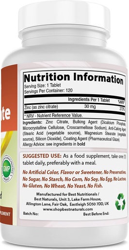 [BRSRMBA6B57RACTG] Zinc Citrate 30 mg & Magnesium Glycinate 425 mg