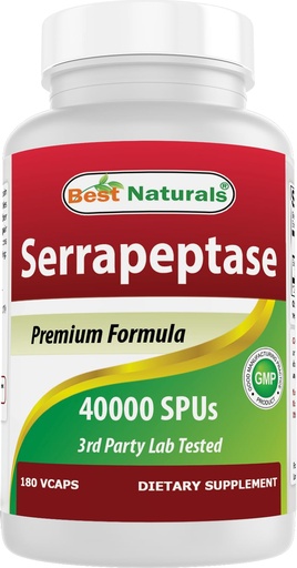 [BRSWIAI7BENWM2L6] Best Naturals Serrapeptase 40000 SPUs 180 Capsules