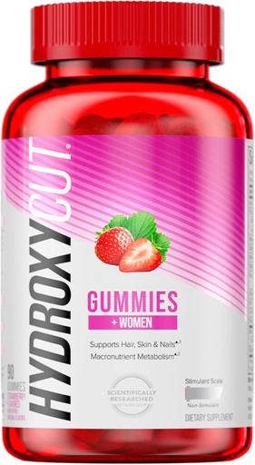 [BRSRMAYHBEAROGQY] Hydroxycut Gummies + Ženy, Jahoda - 99% kofein zdarma - Podporuje vlasy, kůže a nehty - Metabolizovat sacharidy, bílkoviny a tuky