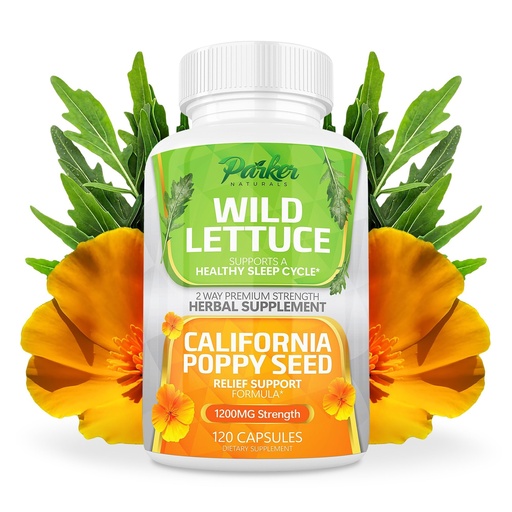 [BRSRAZQ7BYMRMDLD] Parker Naturals Wild Lettuce Extract & California Poppy Seed Supplement, 2 Way Premium Strength Herbal Supplement for Healthy Sleep & Relief Support, 120 Capsules