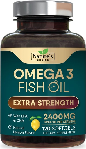 [BRSRMFL2BAFBSAYV] Omega 3 Fish Oil Supplements - 2400mg Fish Oil Per Serving - Triple Strength Omega-3 with Fatty Acids EPA & DHA - Natural Heart, Brain & Immune Support - Wild Caught, Bottled in USA - 120 Softgels