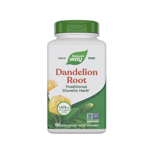 [BRSWIYT3BIPBOFLY] Nature's Way Dandelion Root, Traditional Diuretic Herb*, Traditionally Used to Soothe Digestive Upset*, Vegan, 180 Capsules (Packaging May Vary)