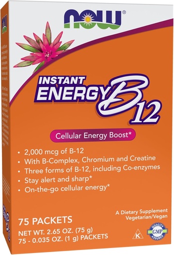 [BRSWIY3QB4PRYHDO] NOW Supplements, Instant Energy B-12 (2,000 mcg of B-12 per packet), Cellular Energy Boost*, 75 Packets
