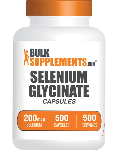 [BRSROCQLBAMAK3DL] BulkSupplements.com Selenium Glycinate Capsules - Selenium Supplement, Selenium 200mcg Capsules - Essential Trace Mineral, Gluten Free, 1 Capsule per Serving, 500 Count (Pack of 1)