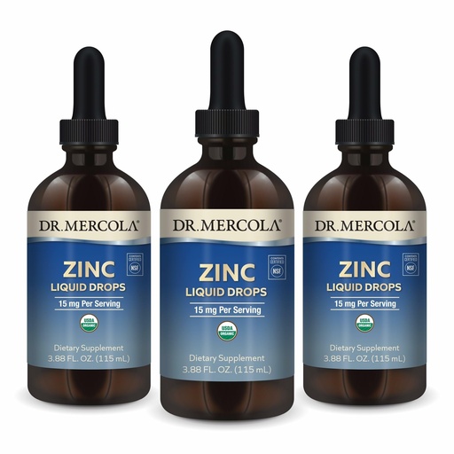 [BRSROFI2CR5RMD3G] Dr. Mercola Zinc Liquid Drops - Supports Immune & Organ Health - 15 mg Organic Zinc Liquid Drops - USDA Organic - NSF Certified - Non-GMO, Gluten-Free & Soy-Free - 3.88 fl oz (3 Pack)