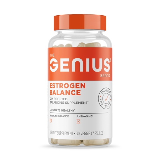 [BRSWG2Q2BYIAIAI6] Genius Estrogen Balance, Dim Supplement - Blocker for Men & Women - Hormones, Hormonal Acne & Menopause - Aromatase Inhibitor with Grape Seed Extract & BioPerine - 30 Capsules