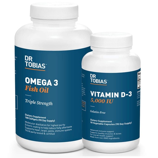 [BRSWYCADBB6QYHT3] Dr. Tobias Omega 3 Fish Oil and Vitamin D-3 Promotes Overall Health - 3 Month Supply