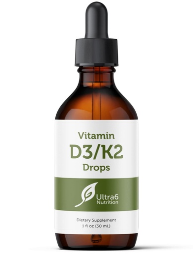 [BRSWKFY4OUPACHTK] Ultra6 Nutrition Vitamin D and K2 Drops - Liquid Vitamin D3 with K2 Supplements for Adults - Easy-to-Take, Flavor-Free, Highly Absorbable VIT D3 and K2 Supplements, Made in USA (30 ml)