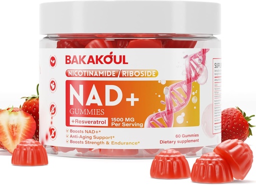 [BRSRAGDRBMHQY2T5] NAD Gummies, NAD Supplement - Liposomal Nicotinamide Riboside, Resveratrol, Quercetin, NAD Nicotinamide Riboside Resveratrol 900mg, NAD+ Suplemento para Hombres y Mujeres, 60 Gummies 1 Pack