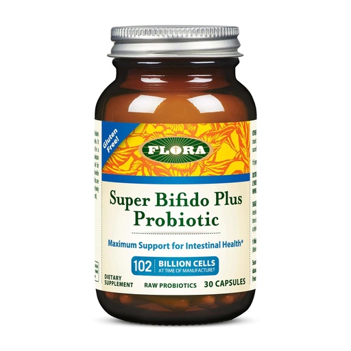 [BRSWIY3ZAYGAGDDI] Flora Super Bifido Plus 102 Billion CFU, Raw Probiotics for Men & Women, Bifidobacterium, Lactobacillus, Digestion, IBS, Immune System, Gut Balance Supplements - 30 Vegetarian Capsules