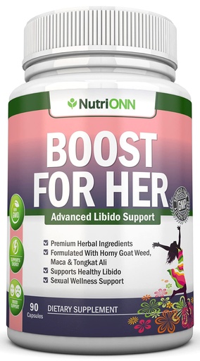 [BRSRMFQ3CEMWMYDJ] Boost For Her Libido Booster For Women – Activates & Enhances Libido - Mood & Desire Boost - Non-GMO - All Natural Herbal Aphrodisiac - With Horny Goat Weed, Maca, Tongkat Ali & Tribulus - 90 Capsules