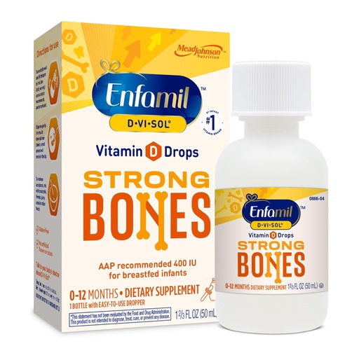 [BRSWIZYTBIFGC3DG] Enfamil Baby Vitamin D-Vi-Sol Liquid Supplement Drops for Infants, Supporting Strong Teeth & Bones in Newborn Babies, Easy-to-Use, Gluten-Free, 50 Day Supply, Dropper Bottle