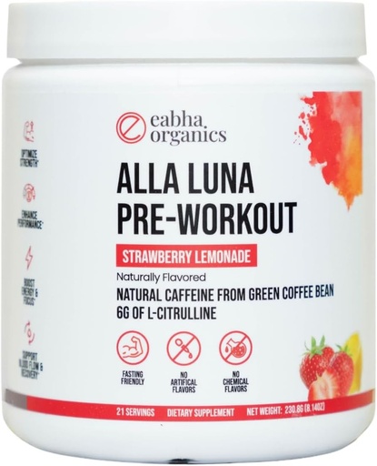 [BRSROHQDDN5Q2CL4] Alla Luna Pre-Workout - Strawberry Lemonade - 지원 에너지, 초점 및 체력 - 더 나은 펌프에 대한 혈액 흐름을 증가 - 21 일 공급 - 1 서빙 당 Scoop