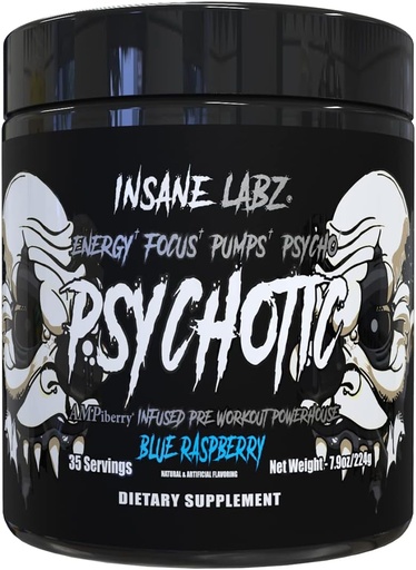 [BRSRMZQCCEORSHI2] Psicotic Black Edition Mid Simulant Pre Workout Powder, Energia Focus de bombes, carregat amb Creatine San Taurine Rubled by AMPinberry, 35 quilòmetres (Blau)