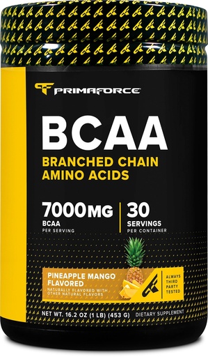[BRSROHQNDEIA2HLK] Primaforce BCAA Powder (Pineapple Mango) 30 Servings Per Container - 2:1:1 BCAAs, Post-Workout Recovery Drink with Amino Acids and Real Salt for Men & Women