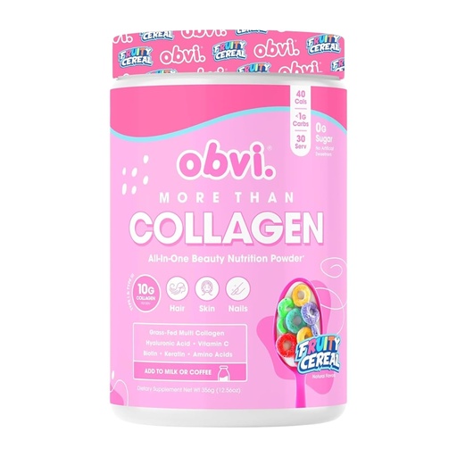 [BRSROGIKOIHRGYLK] Obvi More Than Collagen Powder | Supports Healthy Hair, Skin, Nails, Joints, Gut | Grass-Fed Multi Collagen Supplement with Hyaluronic Acid, Biotin, Keratin | Fruity Cereal, 30 Servings