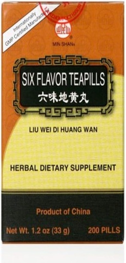 [BRSWIZQTBN5QEYDO] Liu Wei Di Huang Wan (šest okusnih teapillov), 200 ct, Min Shan
