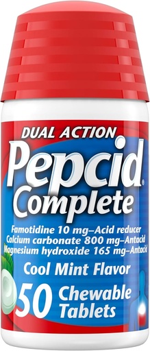 [BRSWIYTZOZ7QEELO] Pepcid Complete Acid Reducer + Antasidi Acid Refluxille, 10 mg fomotidiini, 800 mg kalsiumkarbonaatti & 165 mg Magnesiumhydroksidia/ Heätäpolttolääketabletti, antasidipurukumi, minttu, 50 ml
