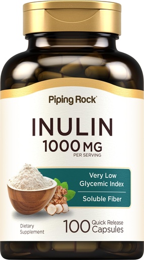 [BRSRMHQBCUFQ42T7] Piping Rock Organic Inulin Capsules 1000 mg | 100 Count | Low Glycemic Index | Soluble Fiber Supplement | Non-GMO, Gluten Free