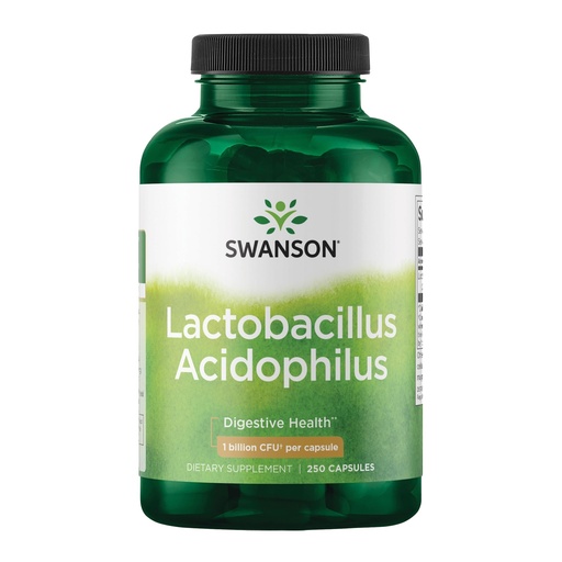 [BRSWGFDQOECQKELB] Swanson Lactobacillus Acidophilus Probiotic for Adults Seeking Daily Digestive and Bowel Health Support with 1 Billion CFU - Acid-Resistant (250 Capsules)