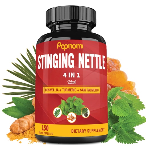 [BRSW2Y34BNYQMH3J] Stinging Nettle Extract Capsules - 4in1 Combined with Boswellia, Turmeric & Saw Palmetto - 150 Counts for 5 Months - Supports Joint, Body Management, Skin, Hair & Immunity