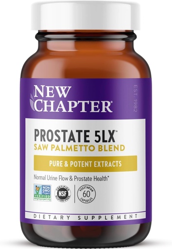 [BRSWICA2DMCB2E3G] Nouveau chapitre Prostate Supplement - Prostate 5LX avec la force clinique Saw Palmetto + Sélénium fermenté pour les hommes Wellness - 60 ct Capsule végétarienne
