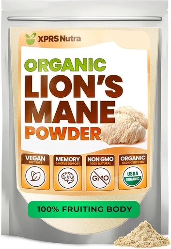[BRSW22QZBMBW2YD6] XPRS Nutra Organic Lion's Mane Mushroom Powder - Premium for Mental Clarity, Cognition and Immunity - Vegan Friendly (16 oz)