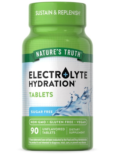 [BRSROYI6BYHBM3T7] Nature's Truth Electrolyte Tablets | No Sugar | 90 Count | Vegan, Non-GMO & Gluten Free Hydration Supplement | with Minerals