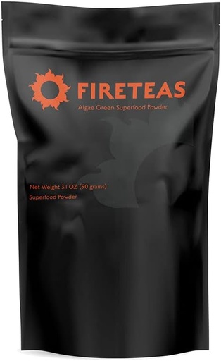 [BRSW2EIPDIIAEHI2] FIRE TEAS Greens Superfood Powder with Seaweed & Chlorella (Cracked Cell) - Organic Turmeric, Kelp, Moringa, Stevia, Aloe Vera Extract, Ginger - Smoothies, Yogurt & Milkshakes -