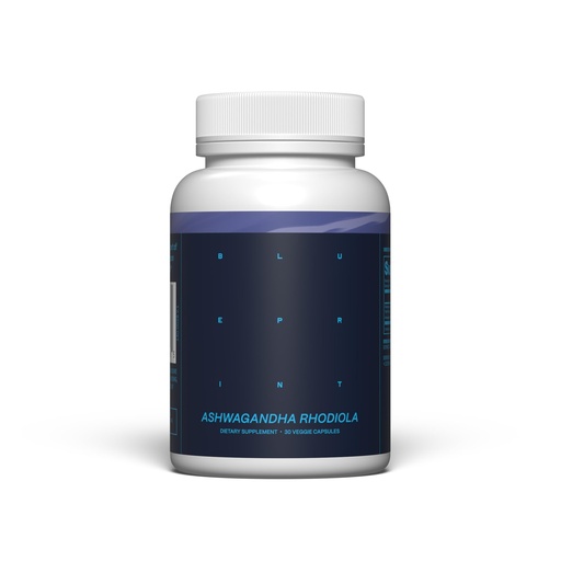 [BRSRAAYFCUNWE3TJ] Blueprint Bryan Johnson Ashwagandha & Rhodiola Supplement – 120mg Ashwagandha + Rhodiola Root – Daily Adaptogen Capsules for Stress Support, Mood Balance, Energy & Focus – 30 Vegan Capsules