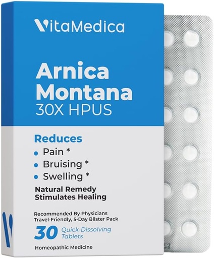 [BRSWG2QFOANQKHLA] Arnica Montana 30X HPUS, Clinical Grade, Quick Dissolve Tablets, Five-Day Recovery Pack for Pain and Bruise Relief After Surgery or Injury, Natural Healing, Gentle on the Stomach - 30 Count