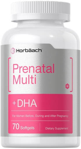 [BRSRAZAHCNYRY33V] Horbäach Women's Prenatal Multivitamin with DHA, Iron and Folic Acid | 70 Softgels | Non-GMO & Gluten Free