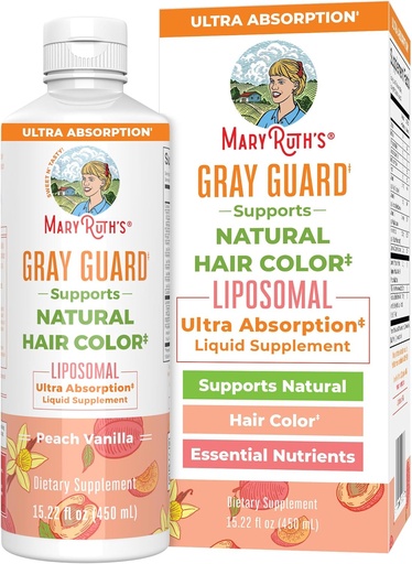 [BRSROGIDPN6BSHTB] MaryRuth Organics Gray Guard Liposomal, Supports Natural Hair Color, with Copper & Pantothenic Acid, Holy Basil & Traditional Herbs, Vitamin E & Vitamin B for Overall Health, Ages 18+, 15.22 Fl oz