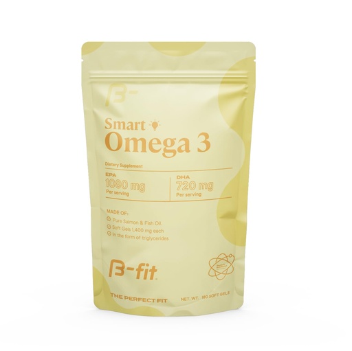 [BRSROCD6BF6Q43DL] B-fit Omega 3 Fish Oil - 180 Odorless Softgels from Norwegian Salmon - Heart, Brain & Joint Support- 1800 mg with 1080 mg EPA & 720 mg DHA - 60-Day Supply