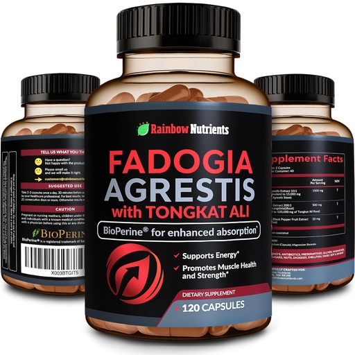 [BRSRMZICBV7AA236] Fadogia Agrestis with Tongkat Ali + BioPerine® [Max Absorption + 2010 mg's] - Supports Stamina, Strength, Focus, Muscle Health & Recovery, Drive & Performance - Non-GMO & Made in USA - 120 V Capsules