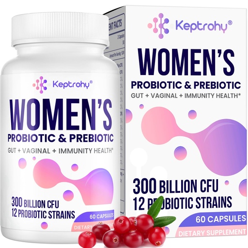 [BRSROGQQBEHAK3AV] Vaginal Probiotics for Women - 300 Billion CFUs 12 Strains Probiotics with Prebiotic, Organic Cranberry Extract Daily Women's Probiotic for Vaginal, Urinary, Digestive, Gut, Immune Health, 60 Capsules