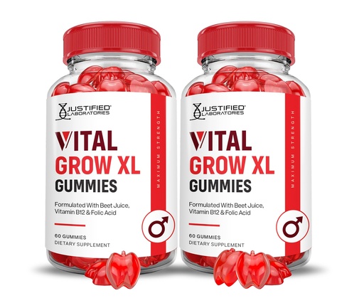 [BRSRAHYPCAHBSA3D] Justified Laboratories Vital Grow XL Gummies (1000 mg) - 60 Count, Pack of 2 - Formulated with Apple Cider Vinegar, Folate & Vitamin B12 - Non-GMO, Vegan, Gluten Free - 60 Servings