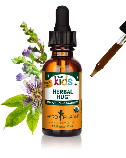 [BRSROGACOICA2A3L] Herb Pharm Organic Kids Herbal Hug: Nervous System Support with Skullcap, Passionflower, Mullein & Oat Seed | Fast-Absorbing & Alcohol-Free, Kid-Friendly Taste, Extract for Kids, 1 oz*