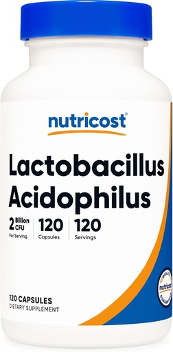 [BRSRAGA6B5YQEFDZ] Nutricost Lactobacillus Acidophilus 2 Billion CFU Per Serving (120 Capsules)