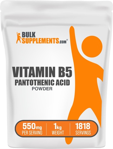 [BRSWIAY5OYMA23DG] BulkSupplements.com Vitamin B5 Powder - as Calcium Pantothenate, B5 Vitamins - Gluten Free, 500mg of Vitamin B5 Pantothenic Acid per Serving, 5kg (11 lbs) (Pack of 5)