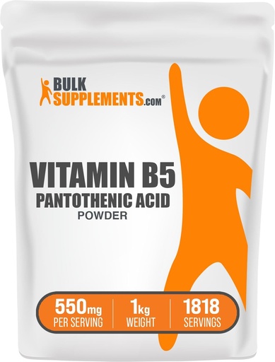 [BRSWIAY5OYMA23DG] BulkSupplements.com Vitamin B5 Powder - jako kalcium Pantothenát, B5 Vitamíny - Gluten Free, 500 mg vitaminu B5 Pantothenic Acid per Serving, 5kg (11 liber) (balení 5)