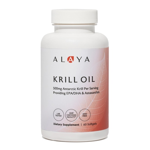 [BRSWGGIYCNYRE33P] Alaya Naturals - Antarctic Krill Oil 500mg Supplement with Phospholipids, EPA/DHA Omega 3 & Astaxanthin - Non-GMO - PCB Tested Krill Oil - 60 Softgels